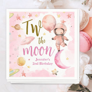 Two The Moon! Girl Astronaut Space 2nd Birthday Napkin