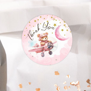 TWO the Moon   Girl Pink 2nd Birthday Classic Round Sticker