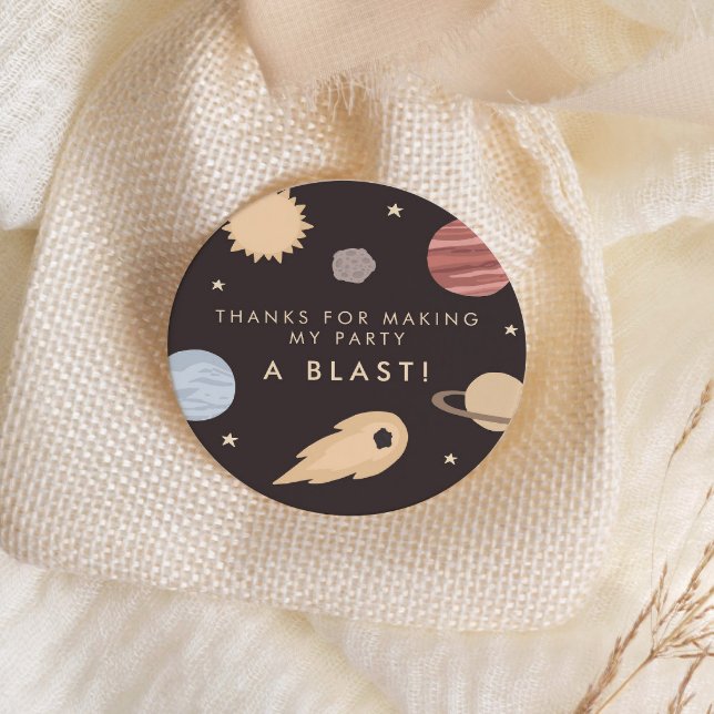 Two the Moon Kids Outer Space Birthday Favour Classic Round Sticker (Fun & fully customizable!)
