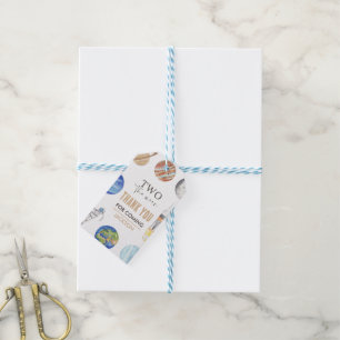 Two The Moon Modern Space 2nd Birthday Décor Gift Tags