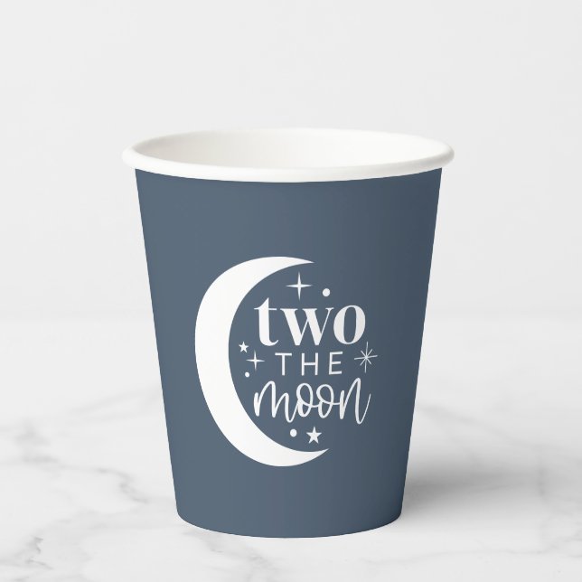 Two The Moon Navy Paper Cups (Front)