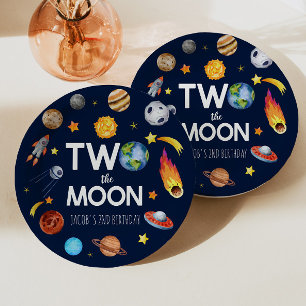 Two The Moon Outer Space Planet Birthday Party Paper Plate