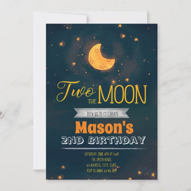 Two the moon party invitation (Front)