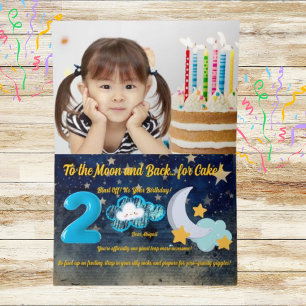 Two The Moon Photo Kids Birthday Foil Greeting Car