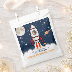 Two the Moon Rocket Ship 2nd Birthday Party Photo Favour Bags