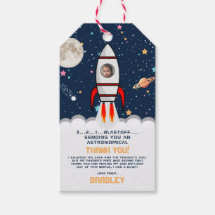 Two the Moon Rocket Ship 2nd Birthday Party Photo Gift Tags