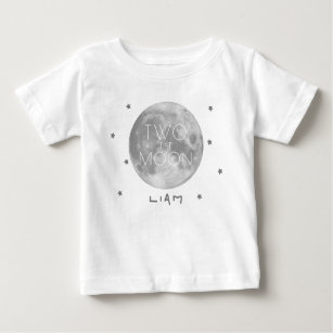 Two the Moon Silver 2nd Birthday Boy Baby T-Shirt