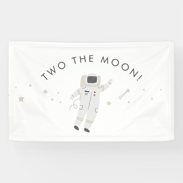 Two The Moon Space Party 2nd Birthday Invite Banner (Horizontal)