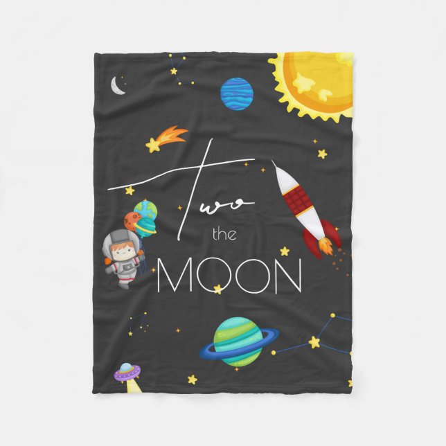 Two the Moon Space Theme Fleece Blanket (Front)