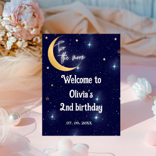Two the moon welcome sign 2nd girl birthday party