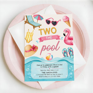 Two The Pool Summer Birthday Party Invitation