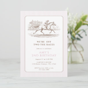 Two the Races 2nd Birthday Pink Horse racing Invitation
