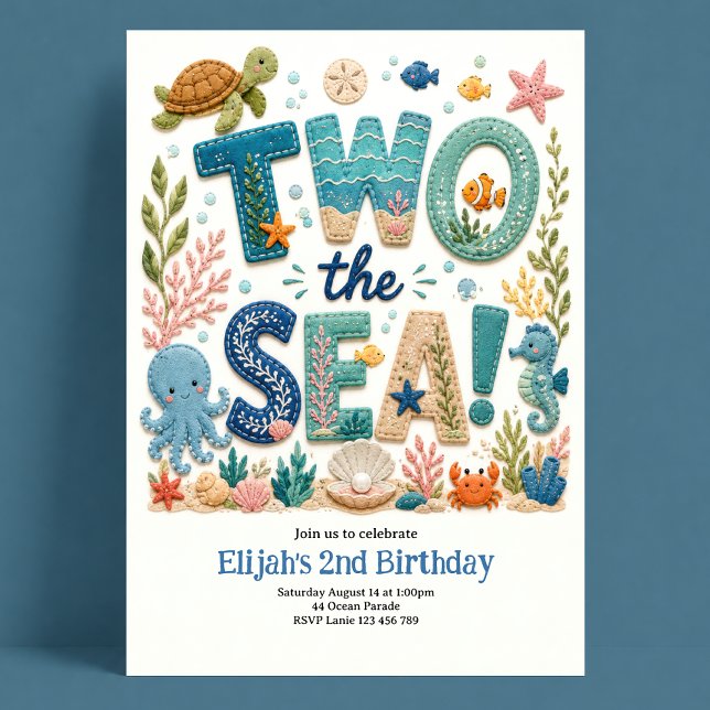 Two The Sea 2nd Birthday Boy Invitation (Creator Uploaded)