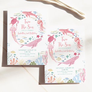 Two The Sea Girls 2nd Birthday Invitation