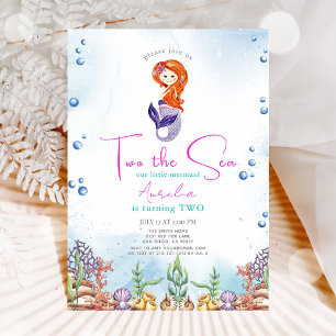 Two the Sea Mermaid 2nd Birthday  Invitation