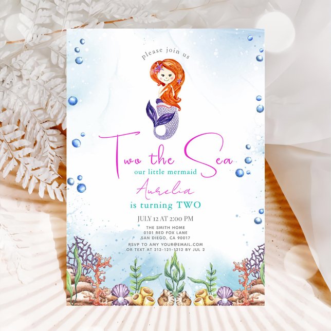 Two the Sea Mermaid 2nd Birthday  Invitation (Creator Uploaded)
