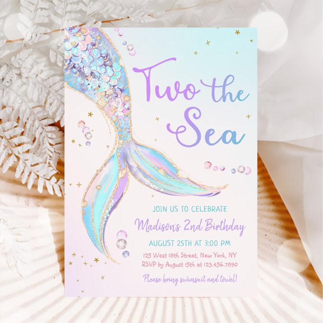 Two The Sea Mermaid 2nd Birthday Party Invitation (Creator Uploaded)
