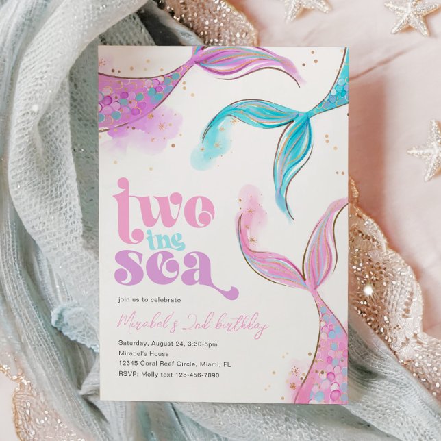 Two the Sea Mermaid Birthday Invitation (Creator Uploaded)