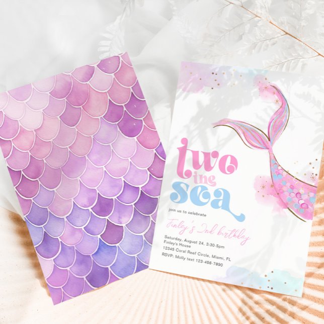 Two the Sea Mermaid Birthday Invitation (Creator Uploaded)