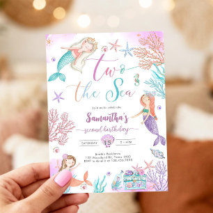 Two The Sea Mermaid Under The Sea 2nd Birthday Invitation
