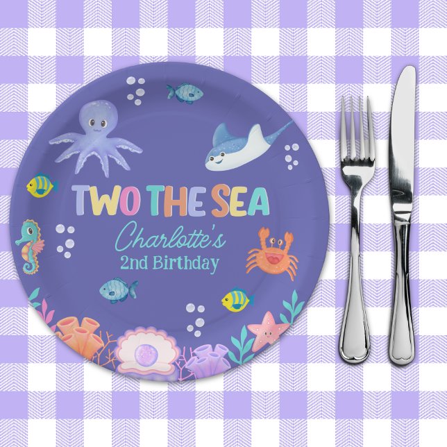TWO the SEA Party – 2nd Birthday Ocean Theme Paper Plate (Creator Uploaded)