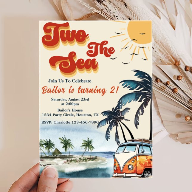 Two the Sea Surf Beach 2nd Birthday Invitation (Creator Uploaded)