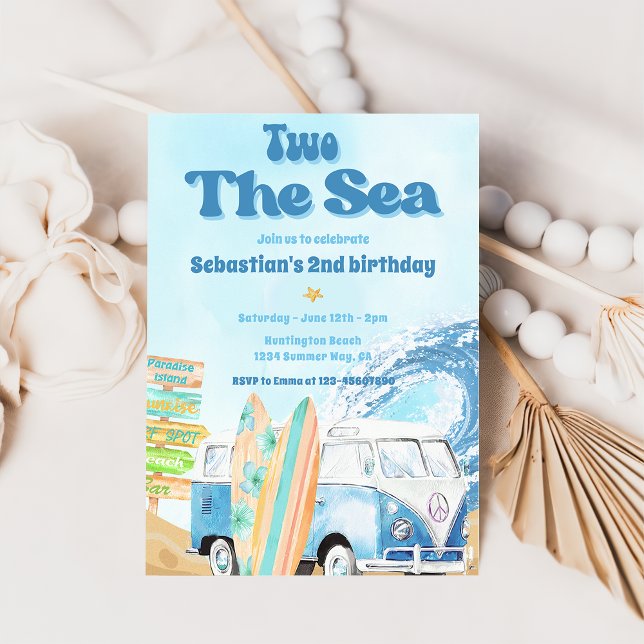 Two The Sea Surf Beach 2nd Birthday Invitation (Creator Uploaded)
