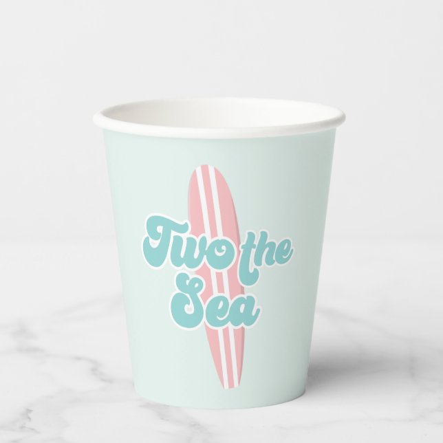 Two the Sea Surf Beach 2nd Birthday Paper Cups (Front)