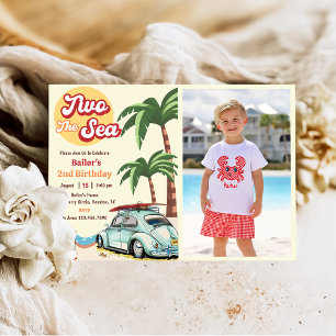 Two The Sea Surf Beach 2nd Birthday Photo Invitation