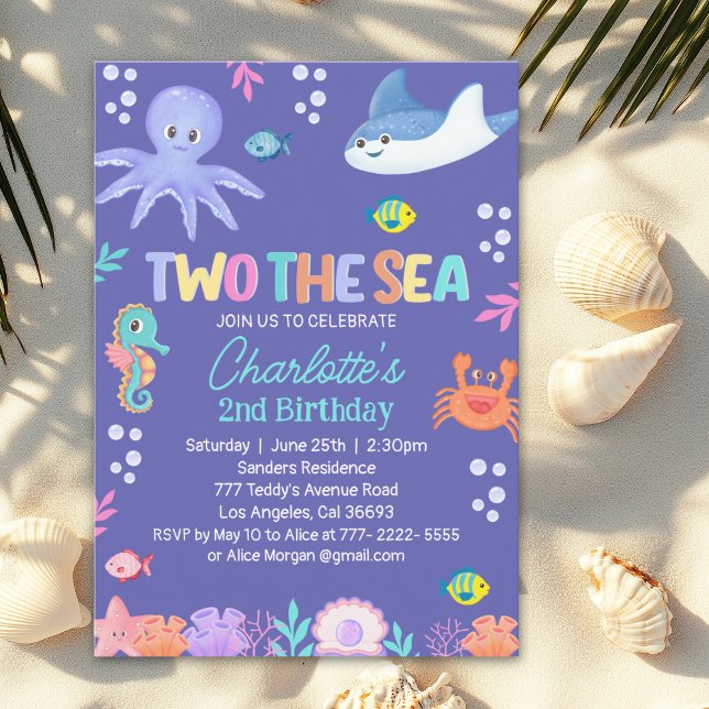 TWO the SEA – Under the Sea 2nd Birthday for Girls Invitation (Creator Uploaded)