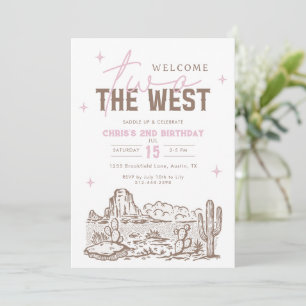 Two the West Cowgirl 2nd Birthday Invitation Pink 