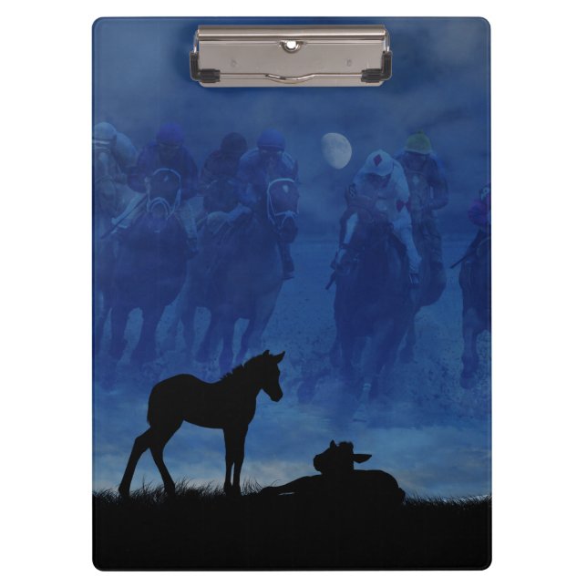 Two Thoroughbred Racehorse Foals Clipboard (Front)