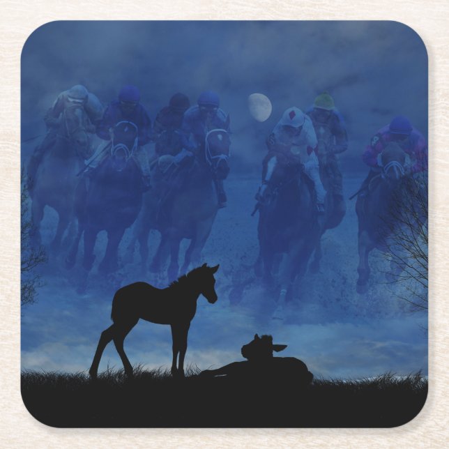 Two Thoroughbred Racehorse Foals Paper Coaster (Front)