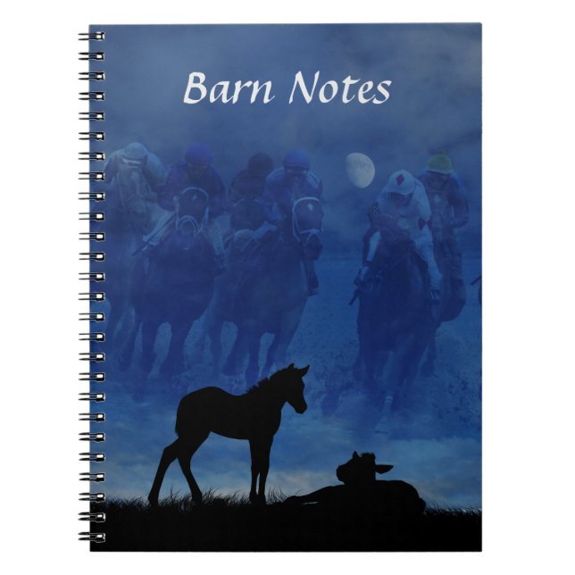 Two Thoroughbred Racehorse Foals Spiral Notebook (Front)
