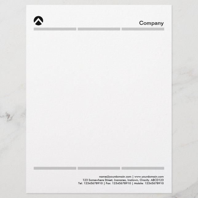 Two Three Section Lines - 20pc Grey Custom Letterhead (Front)