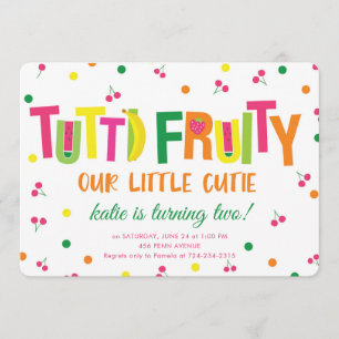 Two-Ti Fruiti Second Birthday Party Invitation