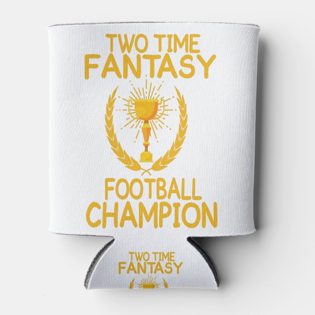 two time fantasy football champion gift can cooler (Front)