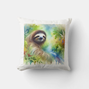 Two Toed Sloth 040924AREF136 - Watercolor Cushion