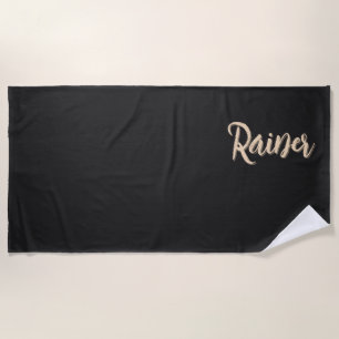 Two-Tone Almost Black Modern Custom Name Beach Towel
