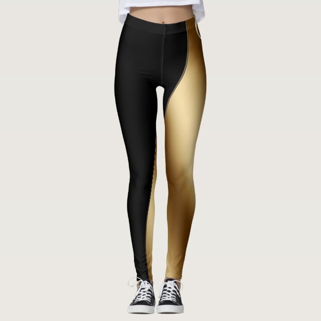 Two Tone Black and Gold Leggings (Front)