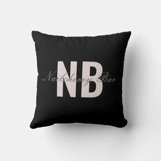 Two-Tone Black Pastel Pink Modern Nail Salon  Cushion (Back)