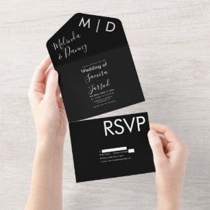 Two Tone Black  Typography All In One Invitation