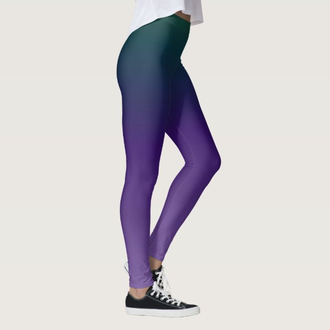Two tone Blend design-Trendy teal grape Leggings (Right)