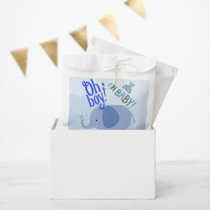 Two‑Tone Blue Elephant Oh Boy Baby Art Favour Bags