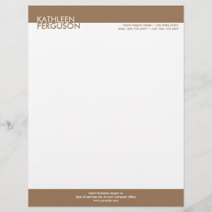 Two tone brown block border professional business personalized letterhead