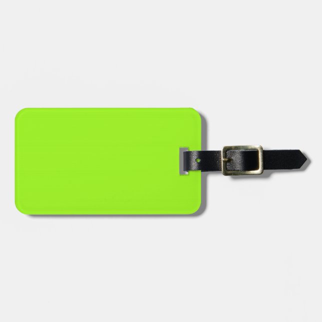 Two-Tone Brown & Neon Green Luggage Tag (Front Horizontal)