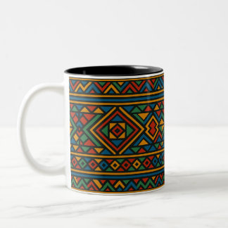 Two-Tone Coffee Mug, Ethnic Cup, Colorful Coffee M Mug