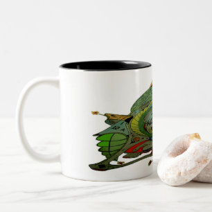 TWO TONE COFFEE MUG WITH SPACESHIP ART 16 B.1
