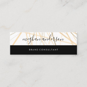 Two Tone Colour Block Black Abstract Lines Mini Business Card