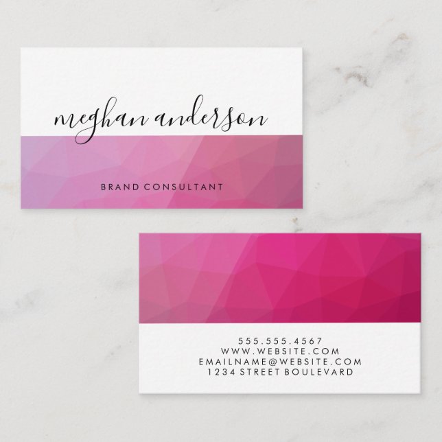 Two Tone Colour | Magenta Geometric Business Card (Front/Back)